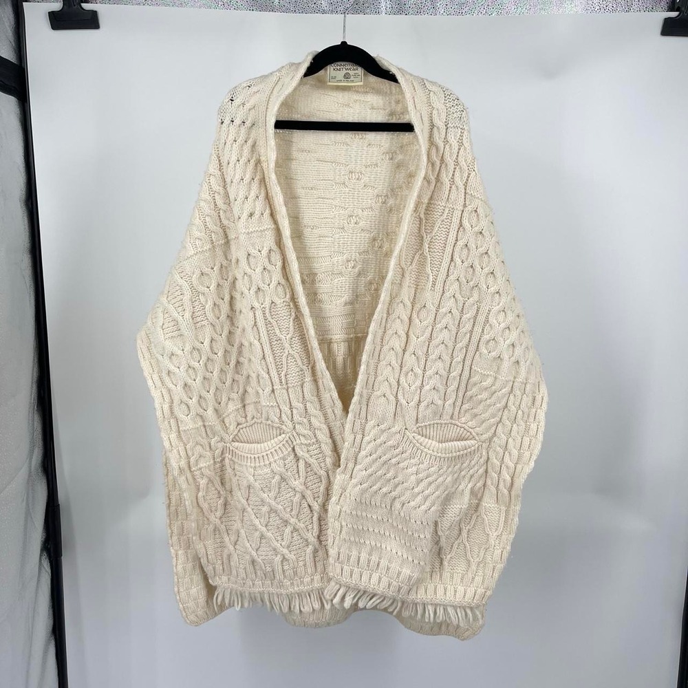 Vintage Connemara Women's Merino Wool Poncho Shawl OS Ireland Aran Heritage Fall